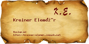 Kreiner Elemér névjegykártya